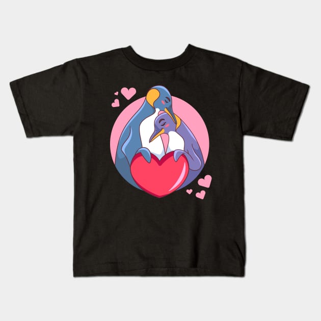 Penguin Couple Cute Kids T-Shirt by Mako Design 